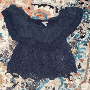 A&E Navy Off The Shoulder Lace Top (XXS)